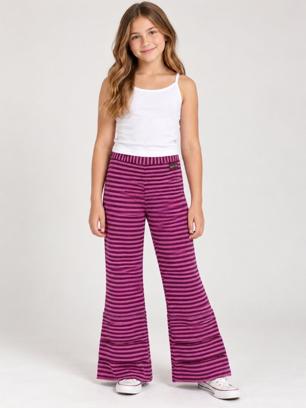 Matilda Jane Girls Size 14 Purple Striped Wide Leg Pull On Pants Stretch